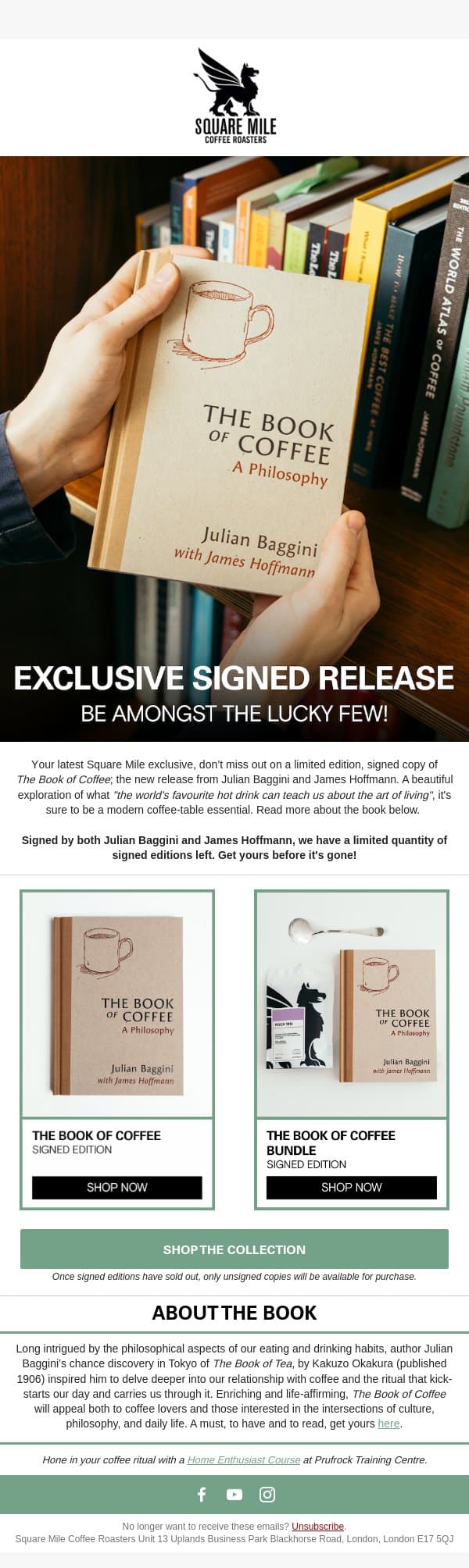 Out Now! email from Square Mile Coffee Roasters screenshot