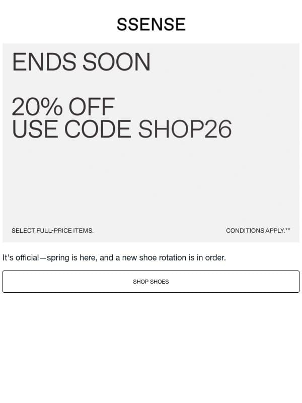 Rumor Has It, SS26 Shoes are Here email from SSENSE