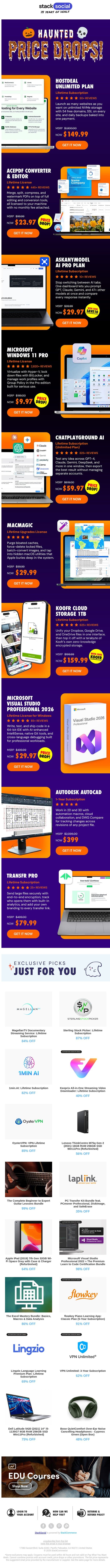 Haunted Price Drops!! π» Like Windows 11 Pro, Only $9.97! email from StackSocial screenshot