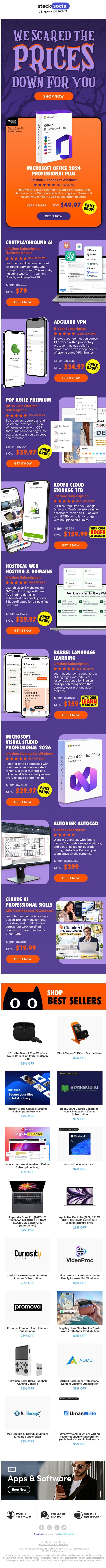 BOO! π» Gigantic Price Drops Inside!! email from StackSocial screenshot