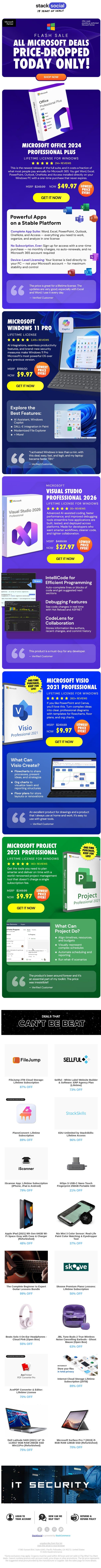 Microsoft Flash Pricing Gone at Midnight 😱 email from StackSocial screenshot