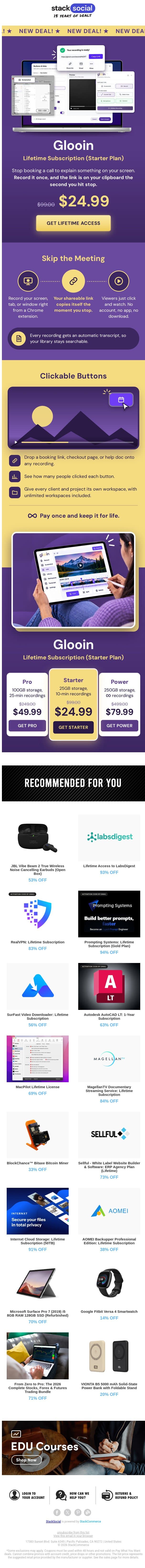 This Screen Recorder Has a Checkout Button email from StackSocial screenshot