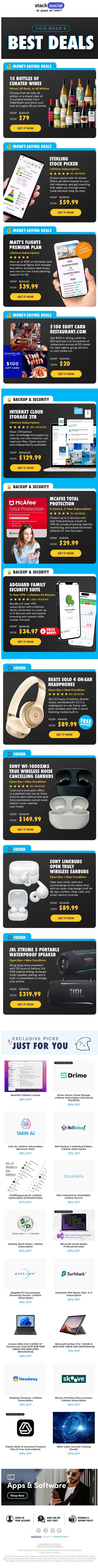 Halloween Eve Party Sale !! Wine, Headphones, & More email from StackSocial screenshot