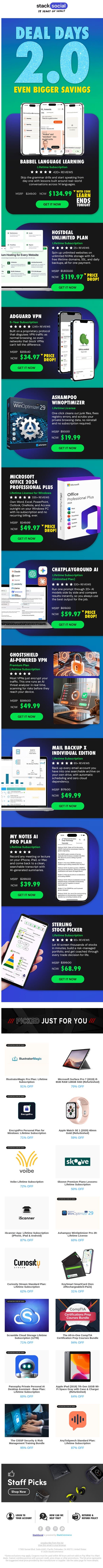 More Deals Than Deal Days! Round Two Is Live 🔴 email from StackSocial screenshot