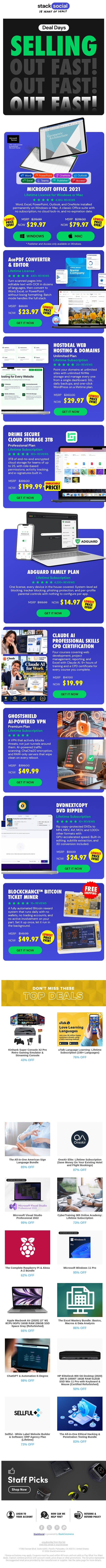 🔥 On Sale & SELLING OUT FAST! email from StackSocial screenshot
