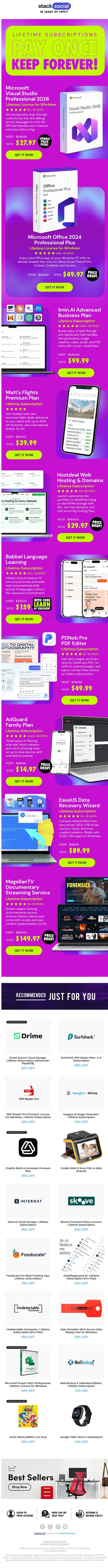 OUR BEST LIFETIME DEALS!! ⭐ email from StackSocial screenshot