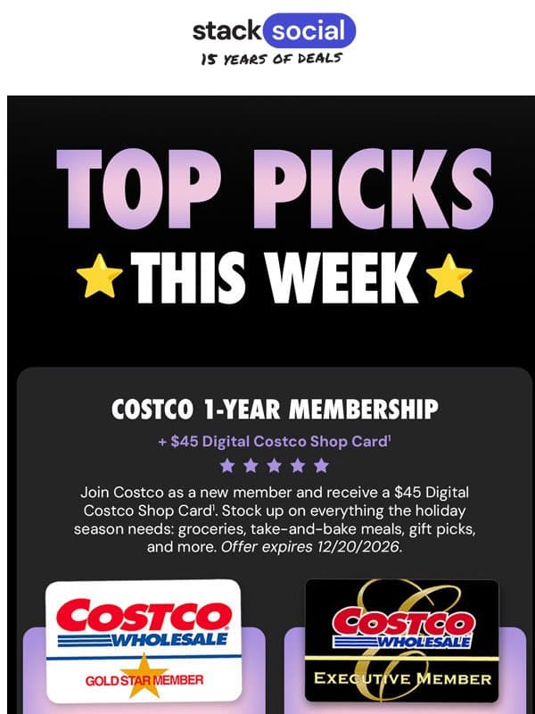 Costco | Windows 11 Pro | Babbel | Visio | Password Boss email from StackSocial