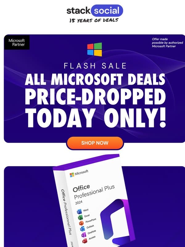 Microsoft Flash Pricing Gone at Midnight 😱 email from StackSocial