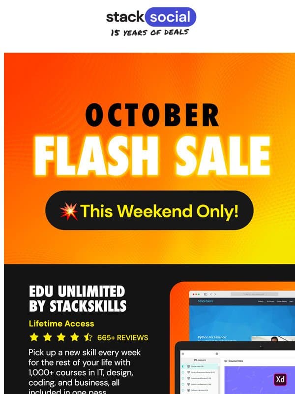 October Flash Sale 🎃⚡️ THIS WEEKEND ONLY! email from StackSocial