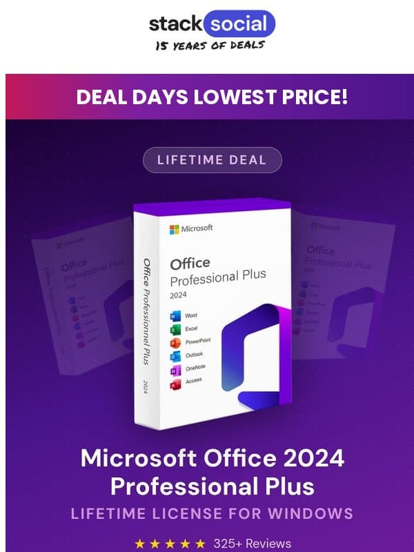 Lifetime of Microsoft 2024 Pro Plus, Only $49.97! email from StackSocial