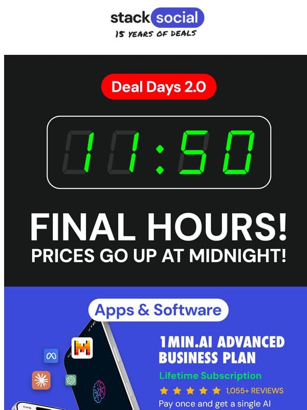 ⏰ All of These Prices Go Up at Midnight! ⏰ email from StackSocial
