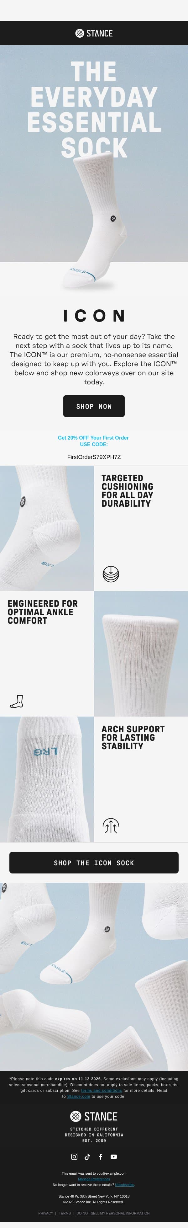 🧦 Need help? Start with an Icon email from Stance screenshot