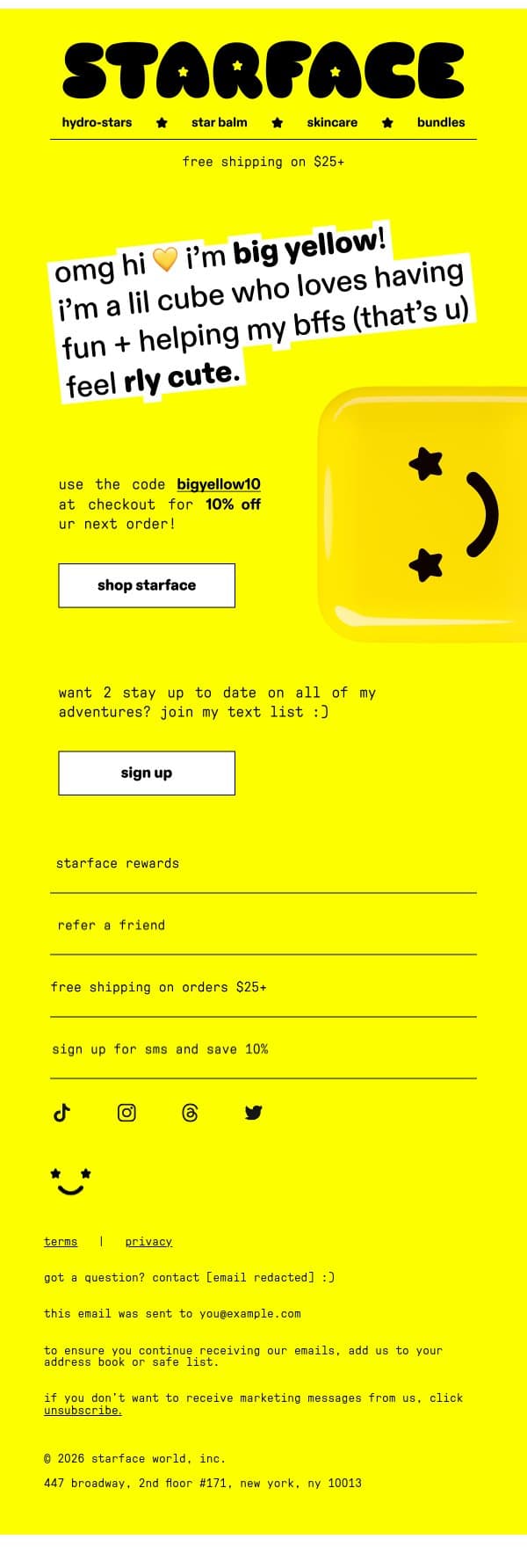 welcome 2 starface world ⭐ email from Starface screenshot