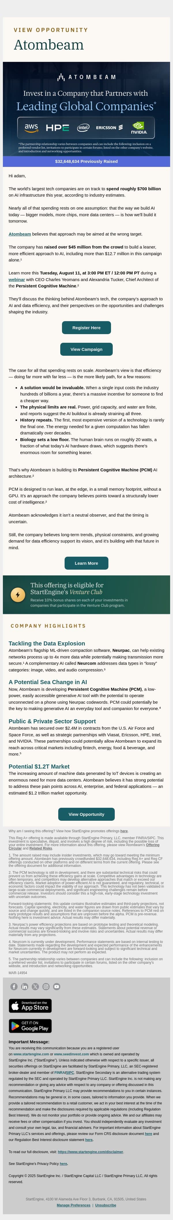 The $700B Question Hanging Over AI email from StartEngine screenshot