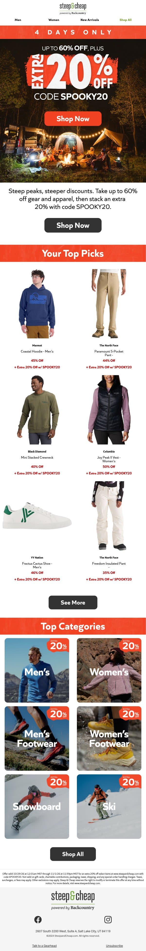 Up to 60% off + 20% off starts now π£ email from Steep and Cheap screenshot