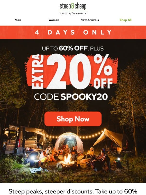 Up to 60% off + 20% off starts now 📣 email from Steep and Cheap