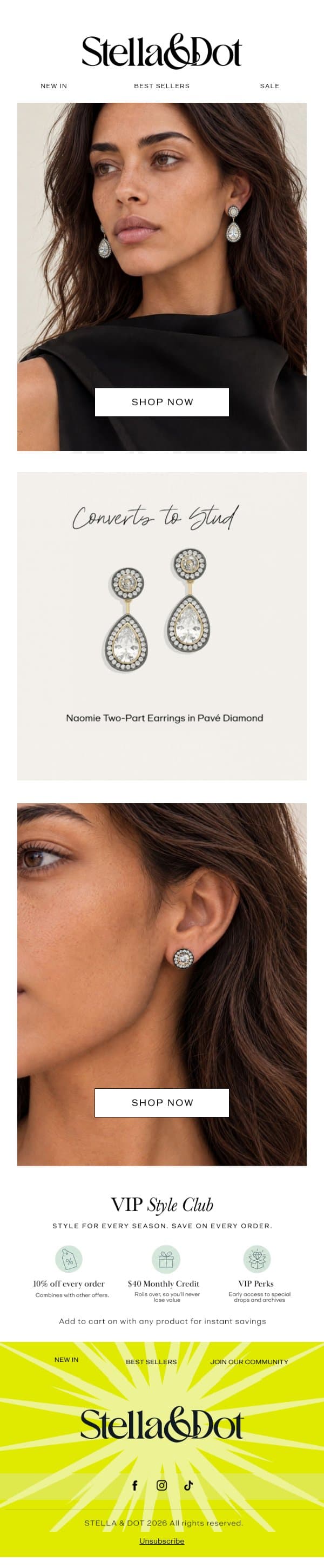 The $65 earrings that look like $6500 email from Stella & Dot screenshot