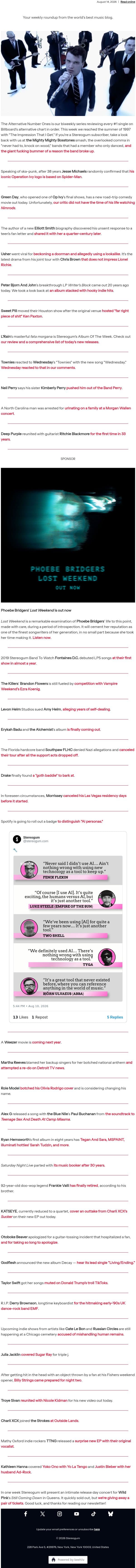 Never had to, knock on wood email from Stereogum screenshot
