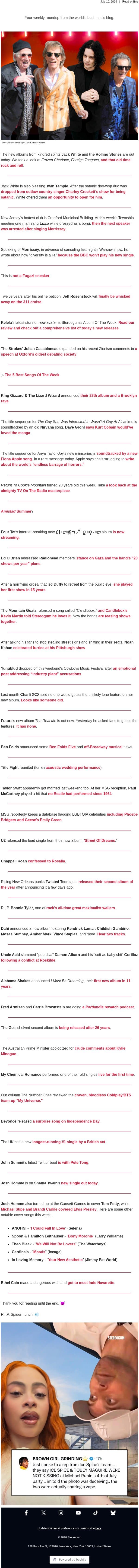 Satan Is Real? email from Stereogum screenshot