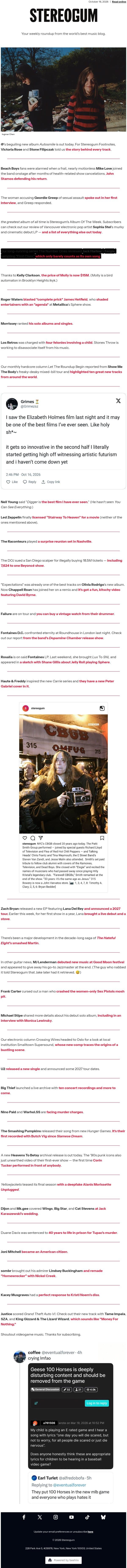 Price Of Molly Skyrockets email from Stereogum screenshot