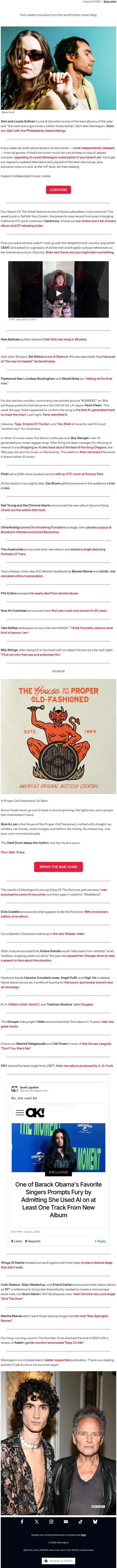 Here's your Song Of The Summer email from Stereogum screenshot