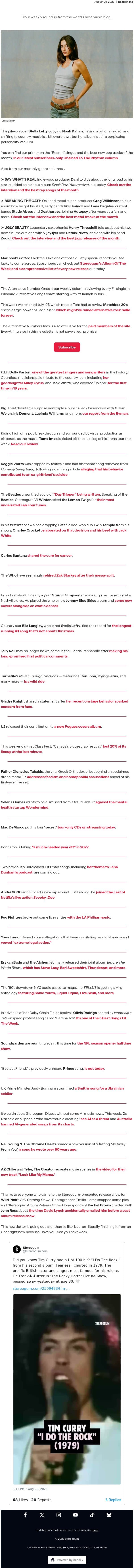 Carlos Santana shares cure for cancer email from Stereogum screenshot