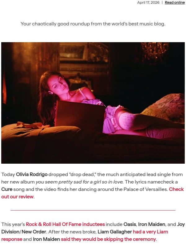 Industry plants email from Stereogum