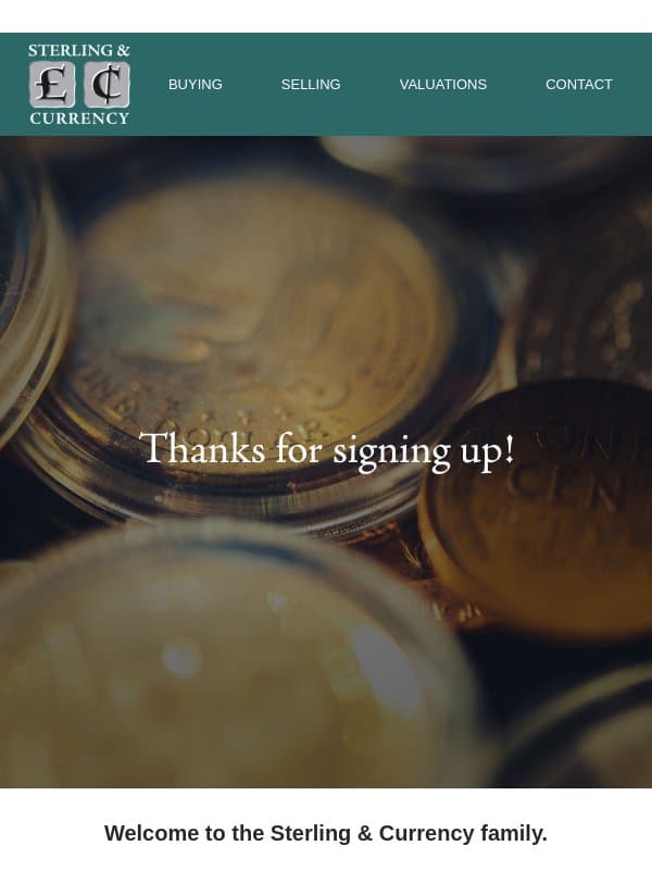 Welcome to Sterling & Currency email from Sterling & Currency