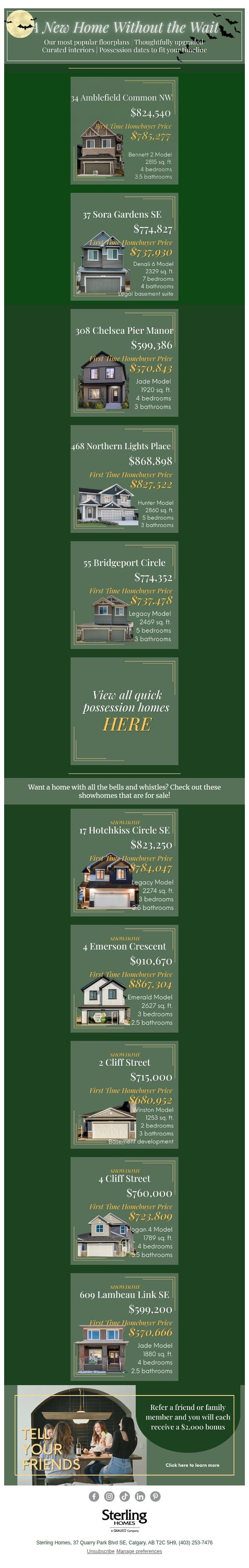 All treat, no tricks ππ» email from Sterling Homes screenshot