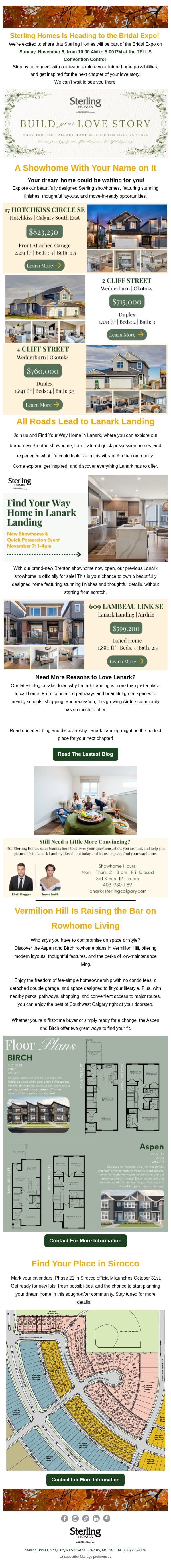 Your Next Home Is Calling… email from Sterling Homes screenshot