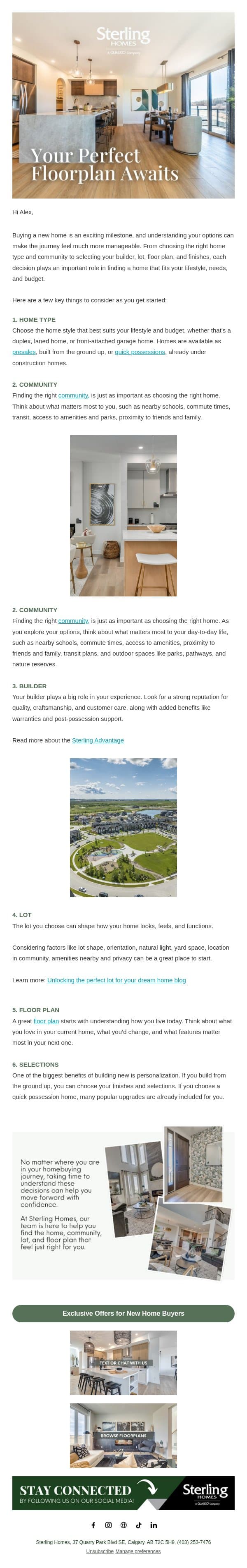6 Key Things to Consider When you Build email from Sterling Homes screenshot
