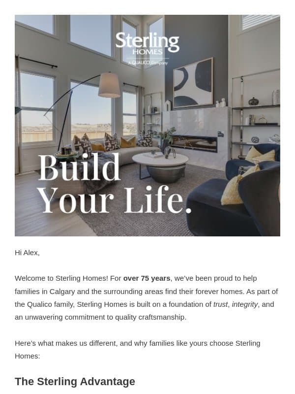 Let's Build Your Dream Home Together email from Sterling Homes