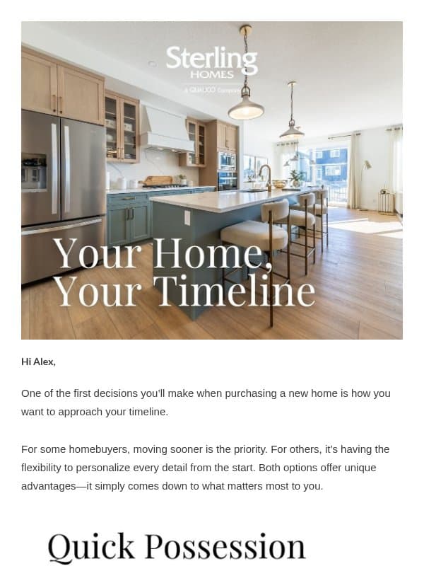 Move-In Ready or Built Just for You? email from Sterling Homes