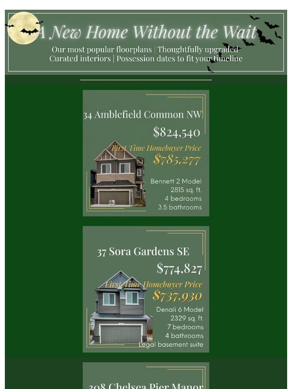 All treat, no tricks 🎃👻 email from Sterling Homes