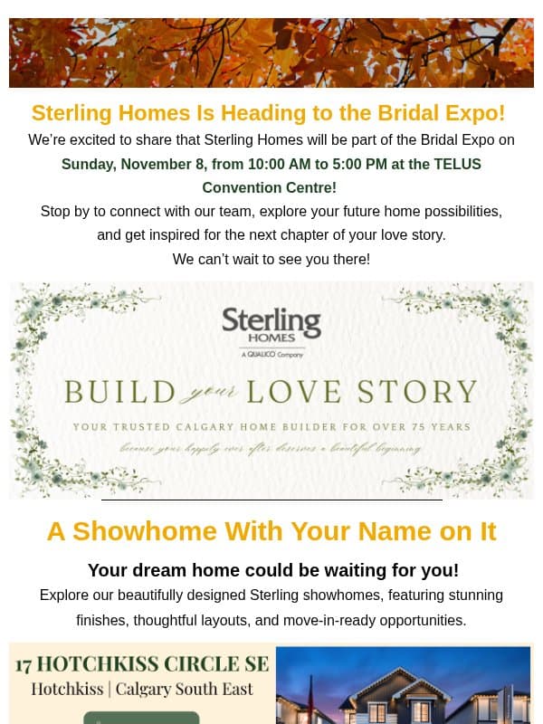 Your Next Home Is Calling… email from Sterling Homes