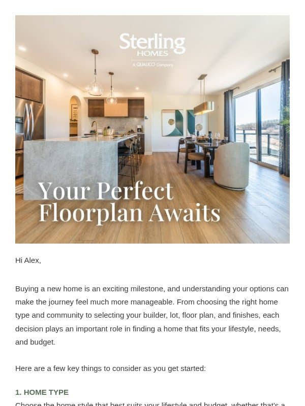 6 Key Things to Consider When you Build email from Sterling Homes