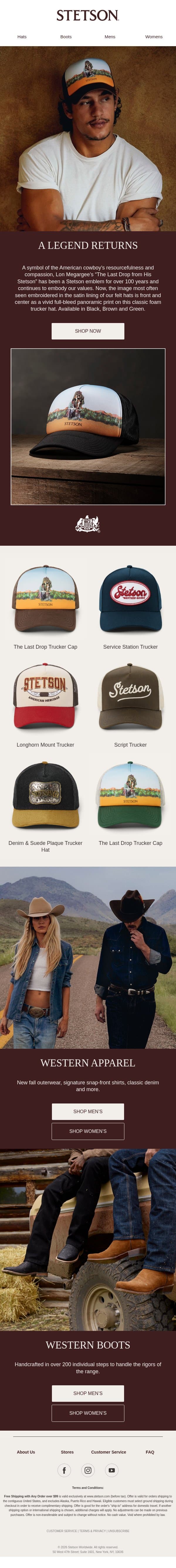 The Last Drop Trucker Hat Is Back email from Stetson screenshot