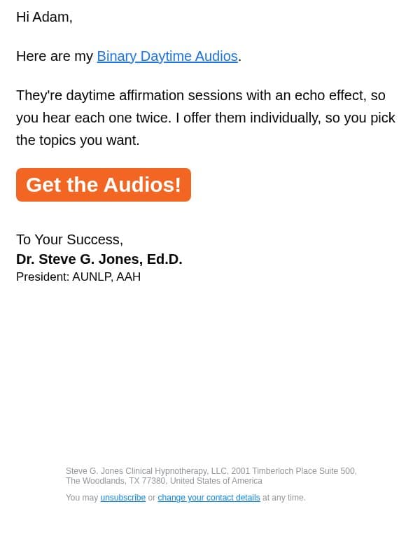 Binary Daytime, one by one email from Steve G. Jones screenshot