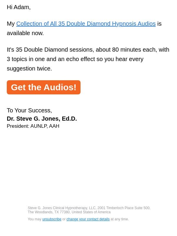 35 Double Diamond audios email from Steve G. Jones screenshot