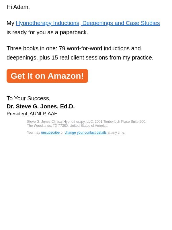 79 inductions in paperback email from Steve G. Jones screenshot