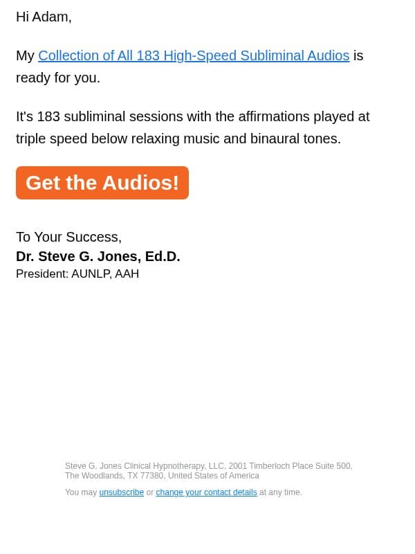 183 High-Speed Subliminals email from Steve G. Jones