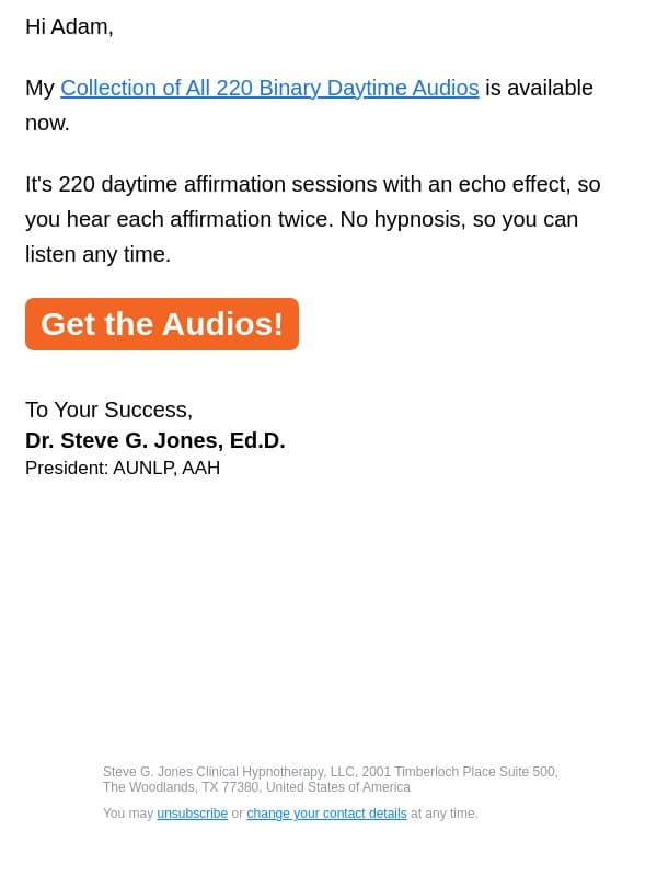 220 Binary Daytime audios email from Steve G. Jones