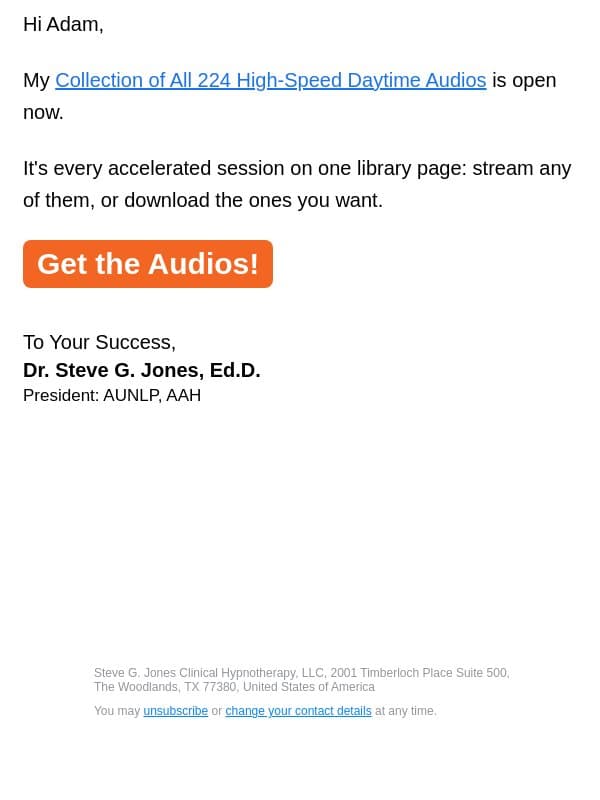 High-Speed Daytime audios email from Steve G. Jones