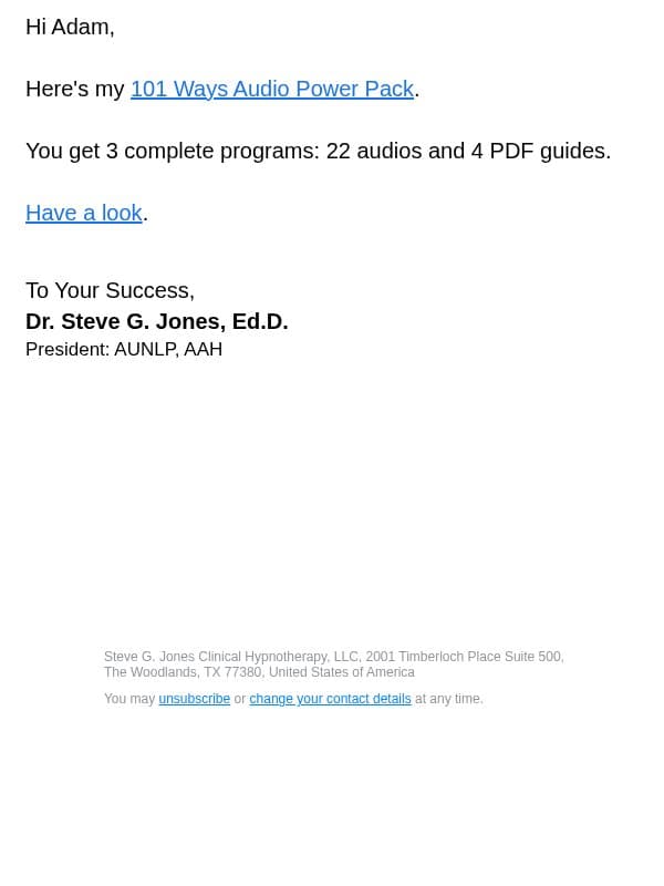 101 Ways audio pack email from Steve G. Jones