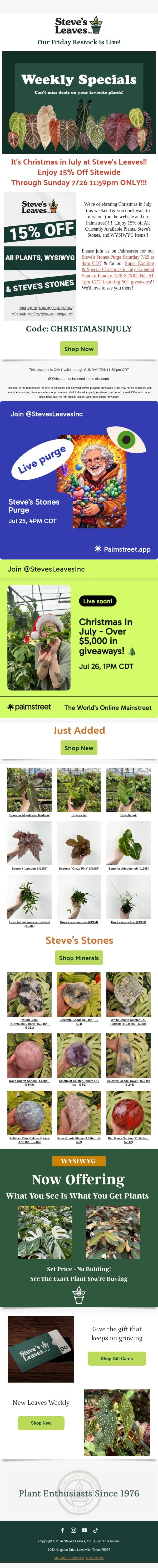 Don't Miss Out: 15% Off Ends Soon! email from Steve's Leaves screenshot