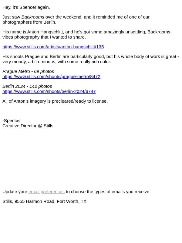 From the Creative Director: A24's "Backrooms" vibes email from Stills