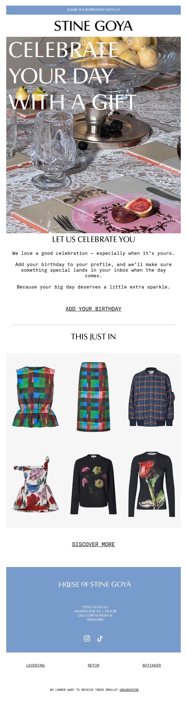 Let’s celebrate you! email from Stine Goya screenshot