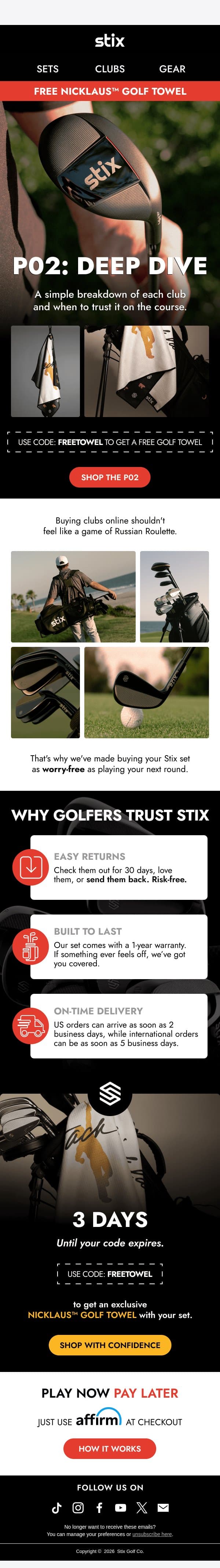 Still on the fence? email from Stix Golf screenshot