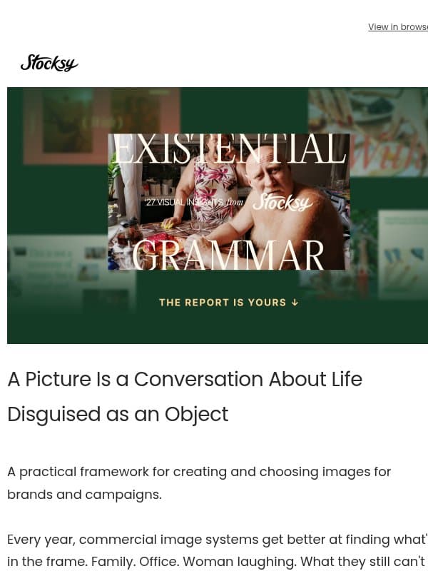 Visual Insights 2027: Existential Grammar email from Stocksy