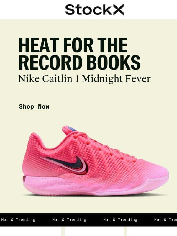 🔥New Drop: Nike Caitlin 1 Midnight Fever email from StockX